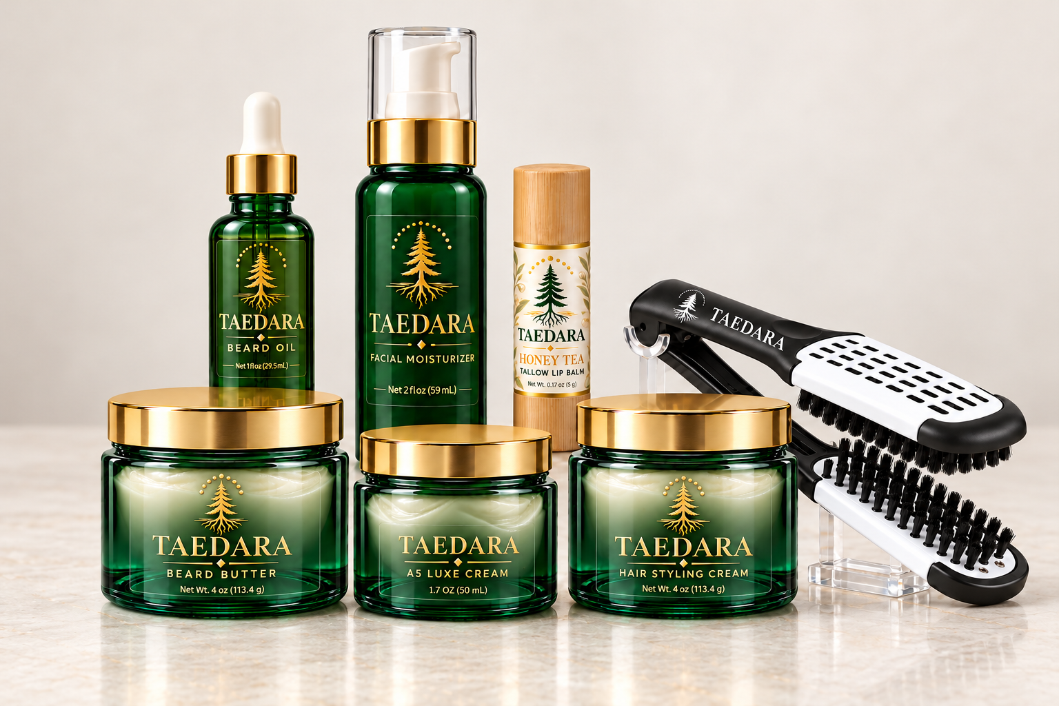 TAEDARA skin, hair, and beard care collection